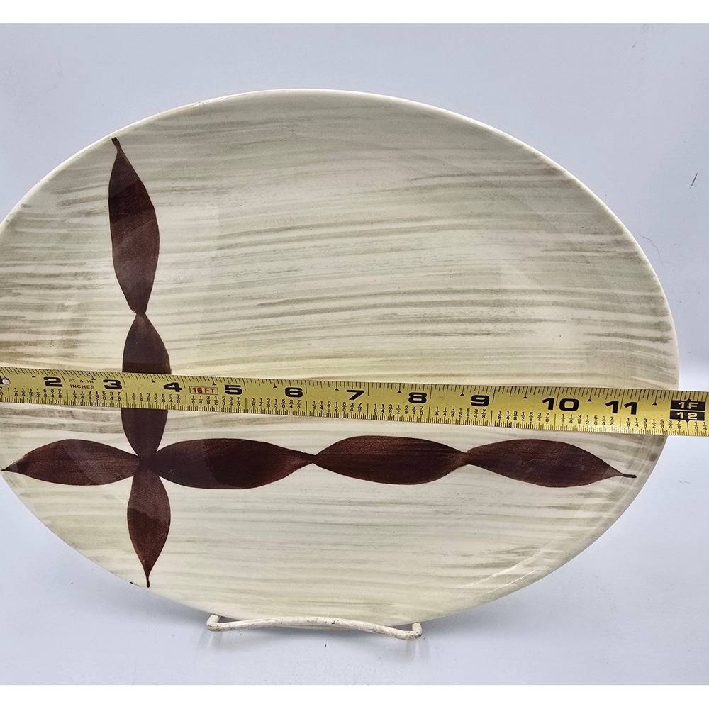 RARE Vintage Brown Cross Brushstroke Background  PLATTER Prim‎ Rose China - Picture 11 of 12